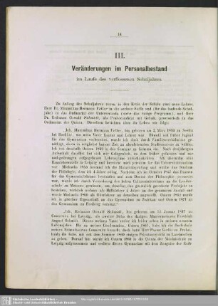 III. Veränderungen im Personalbestand
