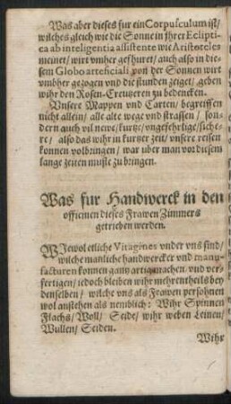 Was fur Handwerck in den officinen dieses Frawen Zimmers getrieben werden.
