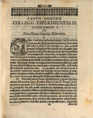 Collegii Experimentalis Sive Curiosi, Pars Secunda