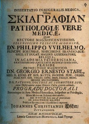 Diss. inaug. med. sistens skiagraphian pathologiae vere medicae