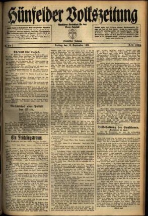 Ausgabe vom Freitag, den 16. September 1921.