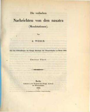 Die vedischen Nachrichten von den naxatra (Mondstationen), 2