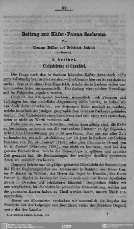 Beitrag zur Käfer-Fauna Sachsens