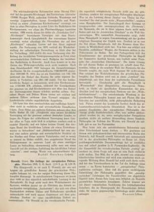 281-282 [Rezension] Howald, Ernst, Die Anfaenge der europaeischen Philosophie