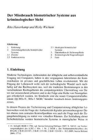 326-347, Der Missbrauch biometrischer Systeme aus kriminologischer Sicht