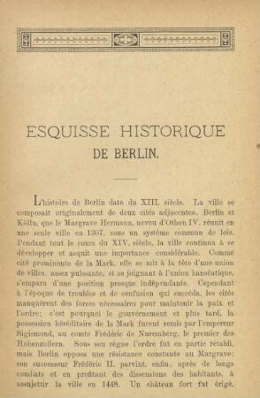 Esquisse historique de Berlin