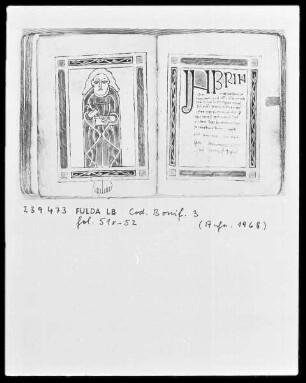 Cadmug-Evangeliar, aus dem Besitz des heiligen Bonifatius — Der Evangelist Johannes, Folio 51verso