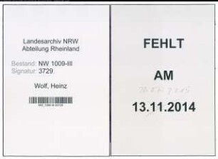Entnazifizierung Heinz Wolf , geb. 12.07.1919 (Verw.Angestellter)
