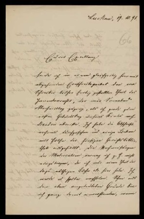 66: Brief von Friedrich Ritgen an Gottlieb Planck, Luckau (Landkreis Dahme-Spreewald), 19.10.1898