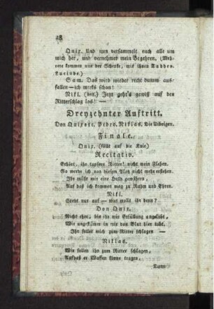 Dreyzehnter Auftritt. Don Quixote. Pedro. Niklas. Die Uibrigen