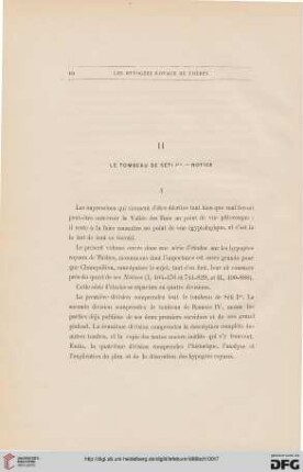II: Le tombeau de Séti Ier. Notice