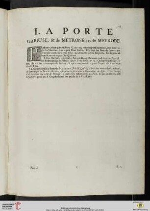 La Porte Gabiuse, & de Metrone, ou de Metrode