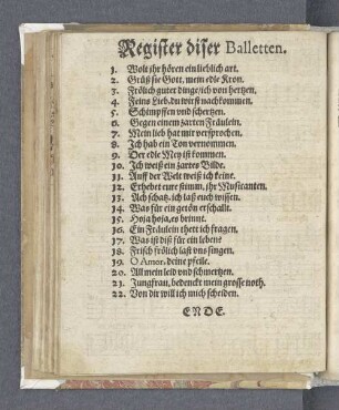 Register diser Balletten