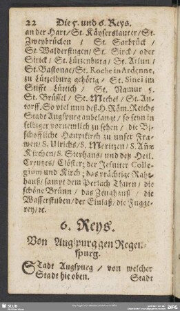 6. Reys. Von Augspurg gen Regenspurg