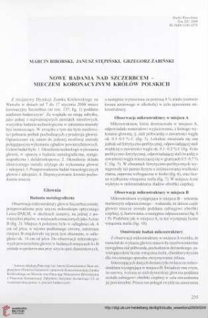 14: Nowe badania nad szczerbcem : mieczem koronacyjnym królów polskich