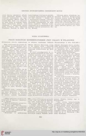 18: Prace badawczo konserwatorskie przy pałacu w Wilanowie : (streszczenie referatu wygłoszonego na zebraniu naukowym Oddziału Warszawskiego w dniu 18.X.1955 r.)