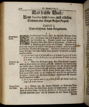 Das sechste Buch/ Vom Cavallier von Fortun, und etlichen Soldaten- oder Kriegs- Recht- Reguln.