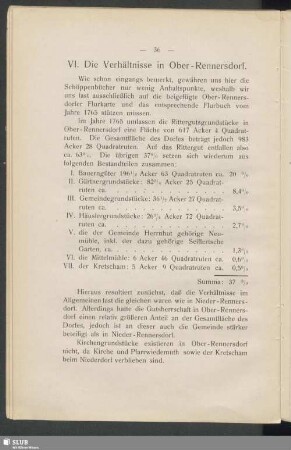 VI. Die Verhältnisse in Ober-Rennersdorf