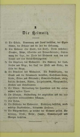 I. Die Heimath