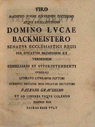 Disputationes secular. ad corpus doctrinae Iulium in memoriam iubilaei secundi Aug. Conf. a. 1730 in acad. Iulia habitae, 2. Summam Corp. doctr. Iul. special. part. I. seu declarationem brev. a praef. usque ad cap. VII. exhibens