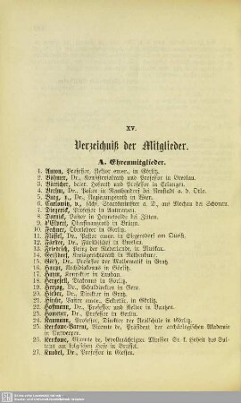 Verzeichniß der Mitglieder
