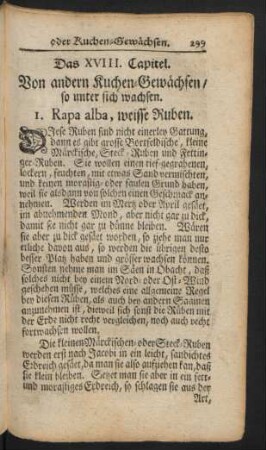 Das XVIII. Capitel. Von andern Kuchen-Gewächsen / so unter sich wachsen.