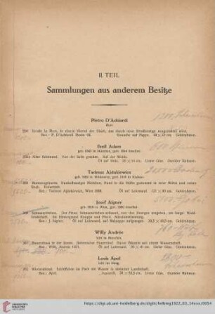II. Teil: Sammlungen aus anderem Besitze
