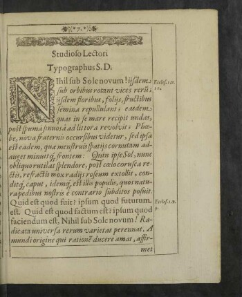 Studioso Lectori Typographus S.D.