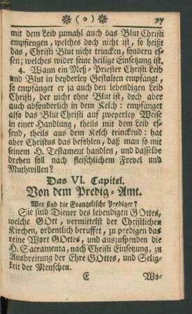 Das VI. Capitel. Von dem Predig-Amt.