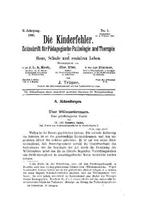 Über Willensstörungen : eine psychologische Studie