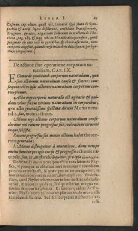 De actione sive operatione corporum naturalium, Cap. IX.