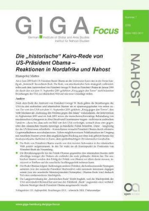 Die " historische" Kairo-Rede von US-Präsident Obama : Reaktionen in Nordafrika und Nahost