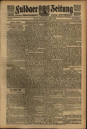 Erste Ausgabe vom Montag, den 17. August 1908.
