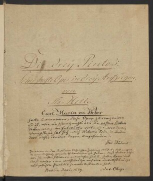Die drei Pintos. Vollständiges handschriftliches Textbuch