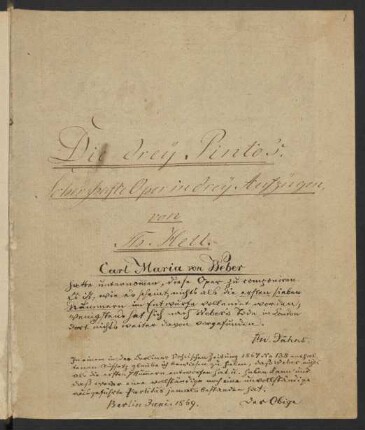 Die drei Pintos. Vollständiges handschriftliches Textbuch