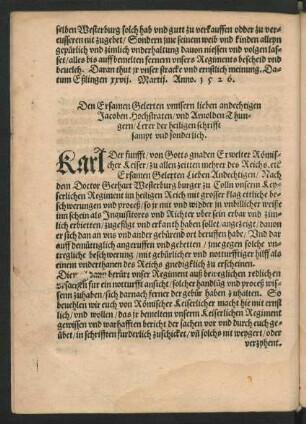 Den Ersamen Gelerten unnsern lieben andechtigen Jacoben Hochstraten/ und Arnolden Thungern/ Lerer der heiligen schrifft samt und sonderlich.