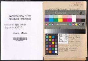 Entnazifizierung Maria Kranz , geb. 02.07.1908 (Lehrerin)