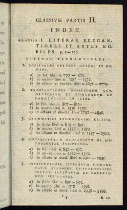 Classium Partis II. Index