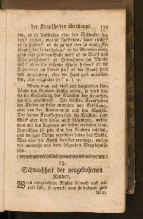 15. Schwachheit der neugebohrnen Kinder