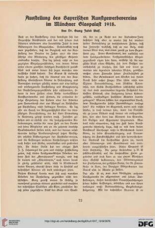 Ausstellung des Bayerischen Kunstgewerbevereins im Münchner Glaspalast 1918