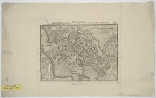 Plan von Hannover, 1:11 700, Radierung, um 1810 : Hannover. - [Ca. 1:11 700]. - [S.l.] , [um 1810]. - 1 Plan : Radierung ; 23 x 18 cm Maßstab in graph. Form (Fuss Calenb, Fuss Rheinl.). - Titel oben Mitte. - Oben rechts: Taf. 2