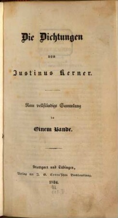 Die Dichtungen des Justinus Kerner