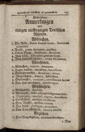 Besondere Anmerkungen von einigen vieldeutigen teutschen Wörtern.