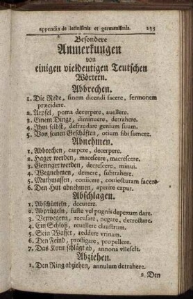 Besondere Anmerkungen von einigen vieldeutigen teutschen Wörtern.