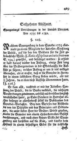 Spangenbergs Verrichtungen in der Unitäts-Direction von 1775 bis 1782