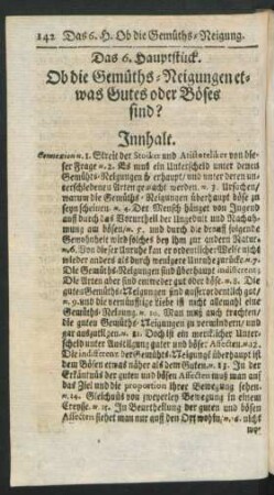 Das 6. Hauptstück. Ob die Gemühts-Neigungen etwas Gutes oder Böses sind?