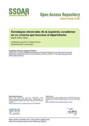 Estrategias electorales de la izquierda canadiense en un sistema que favorece al bipartidismo