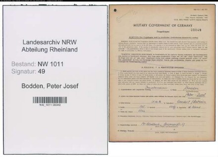 Entnazifizierung Peter Josef Bodden , geb. 21.10.1886 (Bauunternehmer)