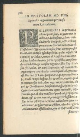 In Epistolam Ad Philippenses argumentum per Erasmum Roterodamum.