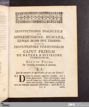 Caput Primum De Natura & Divisione Terminorum.